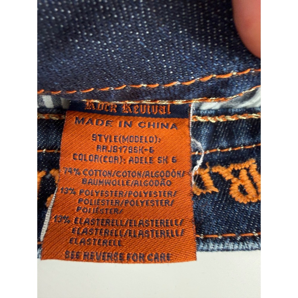 Rock Revival Jeans Womens 27 Blue Adele Skinny Dark Wash Embroidered Denim Pants - Picture 6 of 12